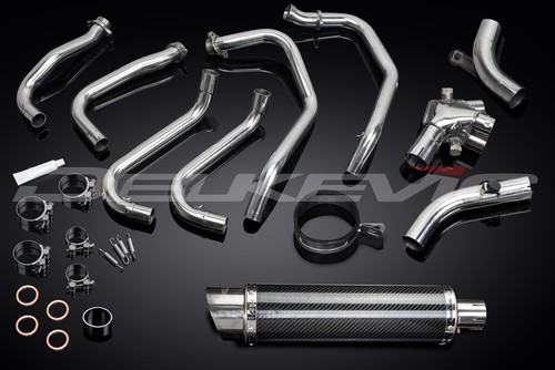 Honda VFR800 Interceptor 98-01 Complete Exhaust 4-1 14" Round Carbon Muffler - Bild 5 von 5