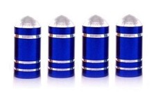 suits PORSCHE Metallic BLUE Metal Steel Dust Valve Wheel Tyre Caps (DC8)