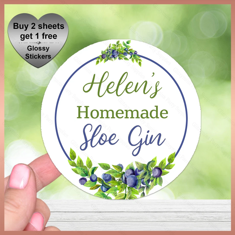 Personalised Homemade SLOE GIN Wedding Stickers Party Christmas Jam Vodka Labels