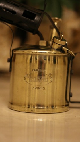 vintage kerosene Tempo 2 pints 1 liter brass blow torch plumbers working order - Picture 3 of 12