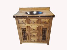 Saint Andrew Rustic Bathroom Vanity Furniture With Copper Sink