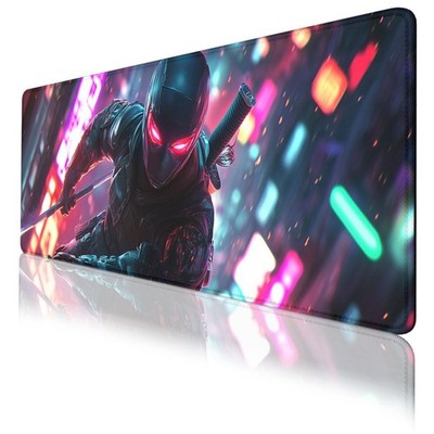 Ninja Gaming Pad Cool Neon Futuristic Warrior Japanese Samurai Desk Mat, Non-...