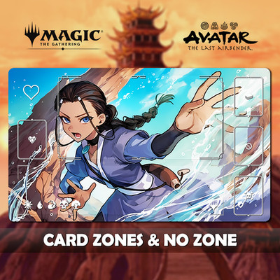 Katara Bending Prodigy MTG Playmat Stitched Edges Gaming Desk Mat + Free Bag