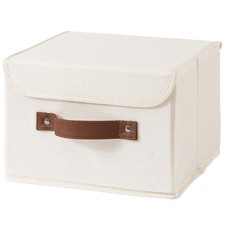 Collapsible Storage Boxes Baskets with Lid Cotton Linen Fabric Storage Bins w...