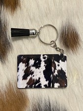Western Cowhide Print Key Chain
