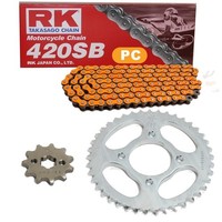 Kettensatz Kawasaki KX 85 B Big Wheel 01-20 Kette RK PC 420 SB 130 Offen Orange