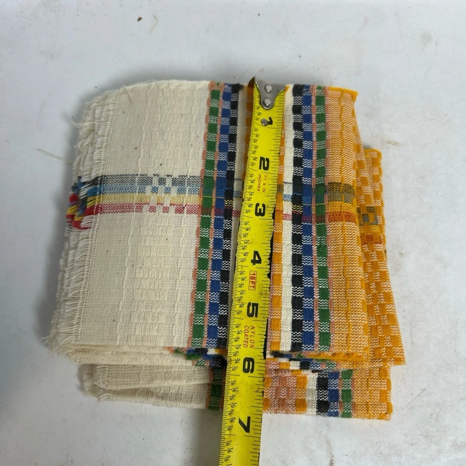 MayaTextiles Textile 7 Inches Multicolor Plaid Fringed Handwoven Boho Rustic - Image 4 of 4