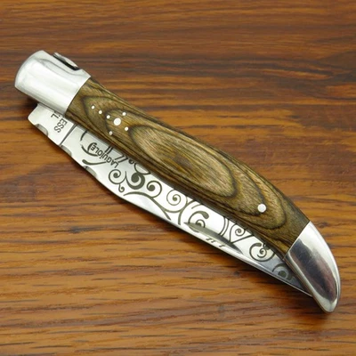Laguiole Taschenmesser Sammlermesser Klappmesser mit Holzgriff und Gravur - Bild 1 von 4
