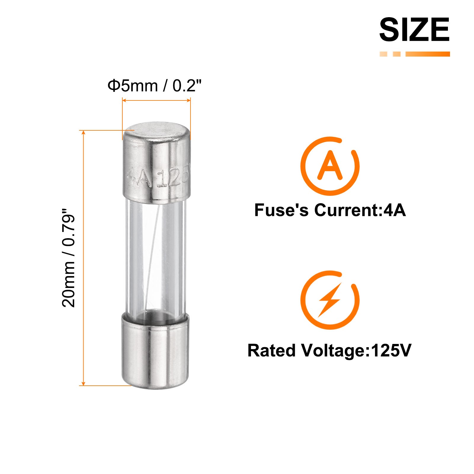30pcs Glass Fuses Fast Blow 4A 125 Volt 5x20mm Fast Acting Fuse