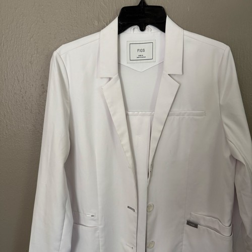 FIGS Women's Bellevue Slim Long Lab Coat White Size Medium Doctor hospital - Picture 3 of 9