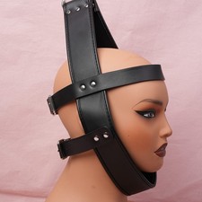 PU Leather Suspension Head Harness Bondage Hood Mask Headgear Hanging BDSM Slave