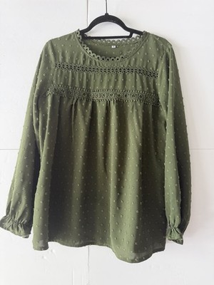 Lush Green V Neck Blouse Womens Medium Short Sleeve Perfect for Work Office 