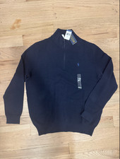 Blue Mens Polo Ralph Lauren Blue Quarter Zip Cardigan Sweater 2XLT / 2TGL 138