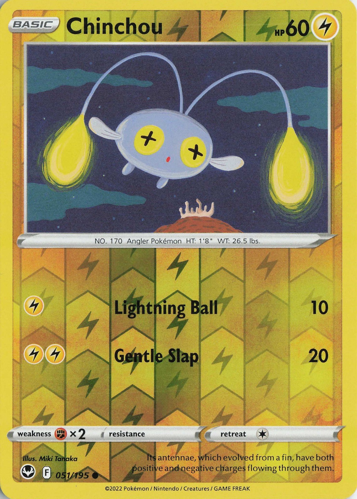Chinchou Common SWSH12: Silver Tempest 051/195 NM Reverse Holo