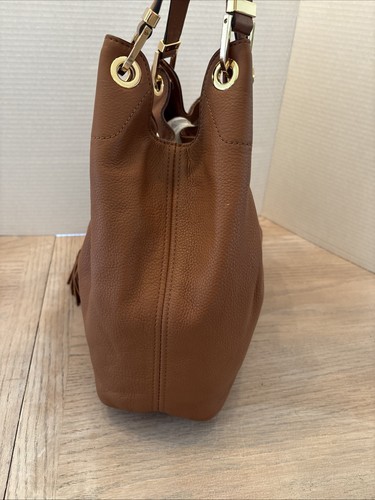 Michael Kors Women's Brown Leather Bucket Drawstring Bag - Picture 5 of 9