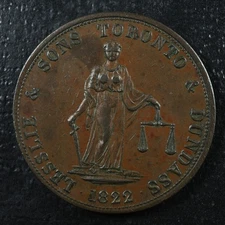 UC-3 2 pence token 1822 Lesslie & sons Upper Canada Ontario Toronto Breton 717