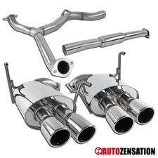 Fit 2008-2014 Subaru Wrx Sti Stainless Steel Catback Quad Exhaust Muffler Tip