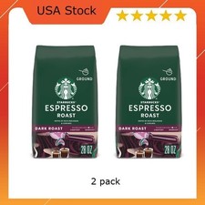 Starbucks Espresso Roast, Ground Coffee, Dark Roast Hot or Iced Coffee, 2 pack
