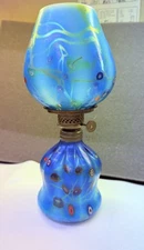 Signed Carl Radke / Phoenix Studios Custom Art Glass Miniature Oil Lamp