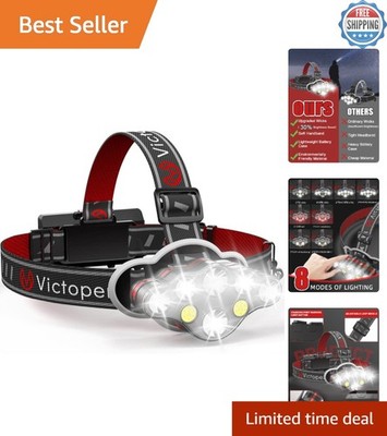 USB Rechargeable 8 LED Headlamp: Waterproof & High Lumen for Camping & Hiking