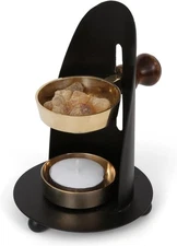 Incense Burner, Black and Gold Incense Holder - Tea Light Candle or Charcoal Res
