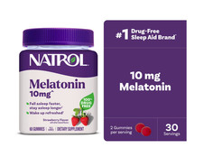Natrol  10mg Melatonin Gummies, Supplements for Sleeping, 60 Strawberry Gummies