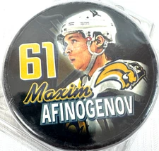 MAXIM AFINOGENOV #61 BUFFALO SABRES VINTAGE NHL NHLPA VICEROY MFG. PUCK 🇨🇦