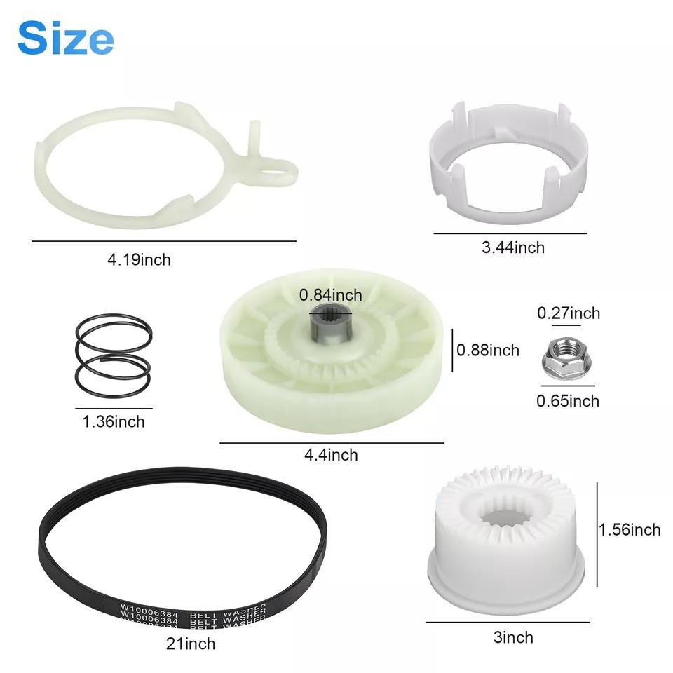 7X W10721967 Washing Machine Pulley Clutch Kit W10006384 for Whirlpool W10006356