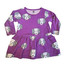 Tea Collection Maltipoo Pocket Dress Baby 6-9Mo Long Sleeve Purple 100% Cotton