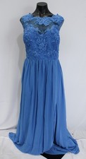 Azazie Women's Nelly A-Line Pleated Chiffon Dress AR8 Blue Jay Size A24