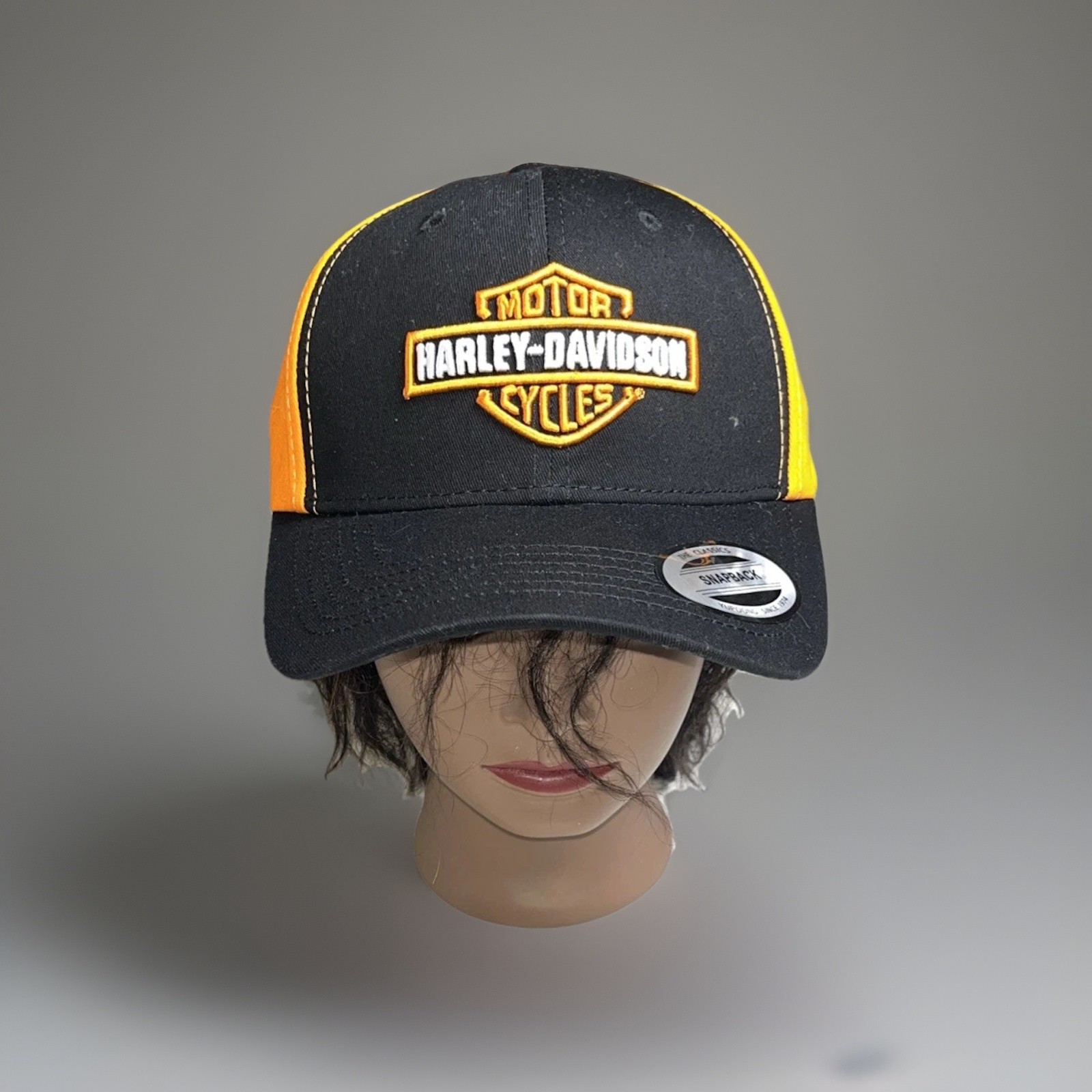Harley Davidson Orange Custom Trucker Patch Hat O… - image 3