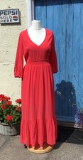 French Connection Orange Maxi Dress with sheer Baloon Sleeves Size XL - Festival