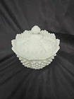 Vintage Fenton  Paneled Hobnail White Milk Glass Covered Candy/Trinket Dish