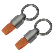 2Pcs Car Key Chain Leather Keychain, Spring Clip Buckle, Dark Gray//Brown