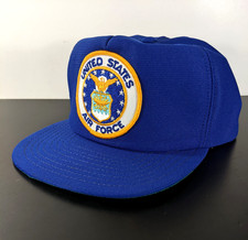Vintage United States Air Force USAF Blue Nylon Snapback Hat, Made in USA