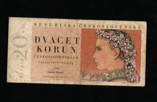20 KORUN VG BANKNOTE FROM CZECHOSLOVAKIA 1949 PICK 70