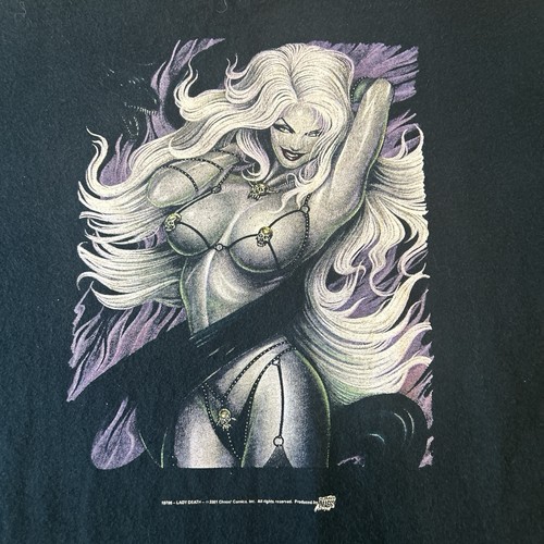 Lady Death Vintage 2001 Comic Images Black Skull Lingerie T Shirt Size XL - Picture 4 of 5
