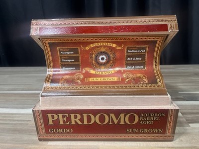 Perdomo Habano Bourbon Barrel Aged Connecticut Wooden Cigar Box 8½x7x3 , EMPTY