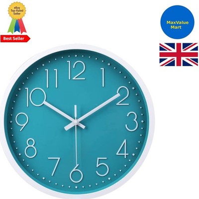 Moderne 12 Zoll nicht tickende türkis Wanduhr für Zuhause & Büro Dekoration