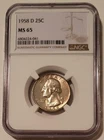 1958 D Washington Quarter MS65 NGC Toned