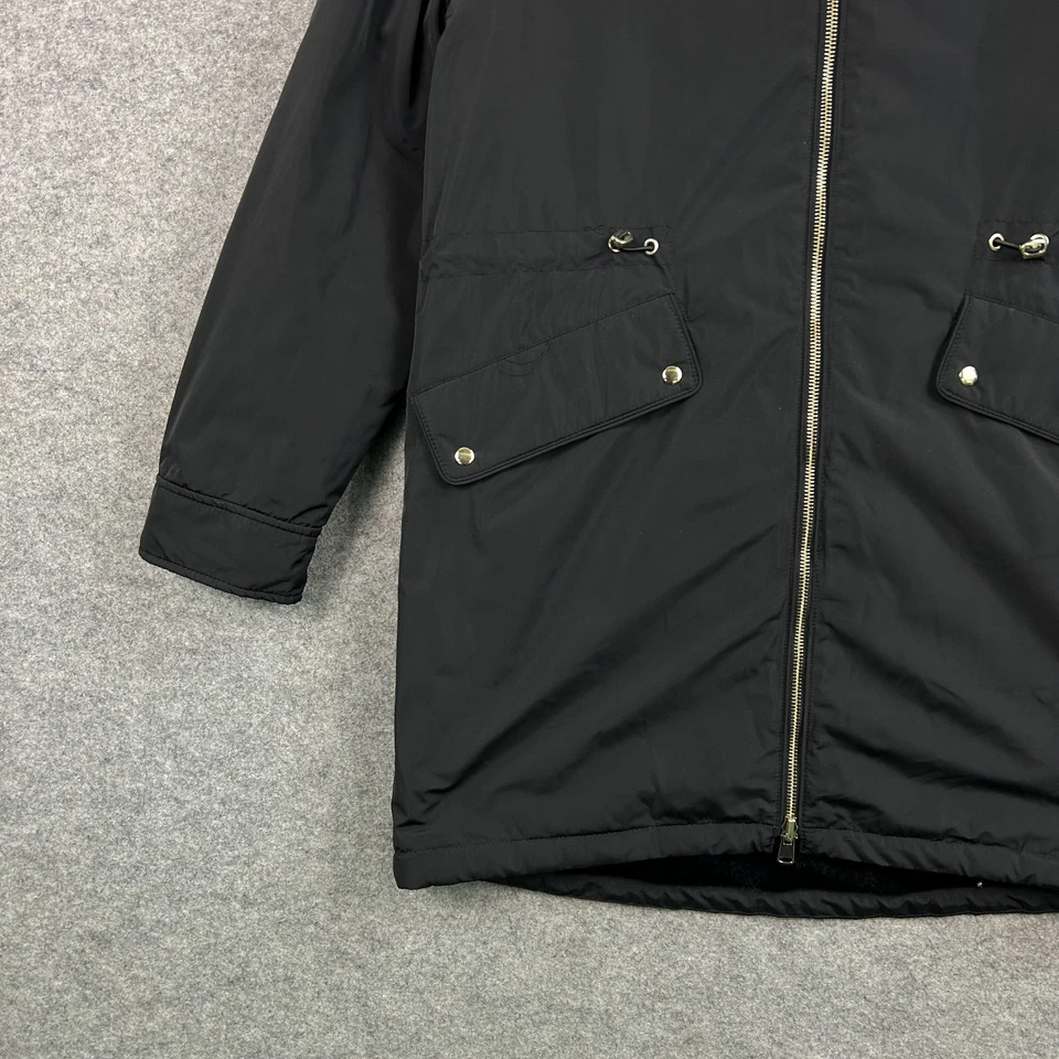 Zara Jacket Womens Small Black Water Repellent Reversible Faux Fur Rain Coat - Image 4 of 4