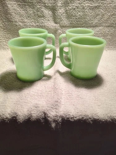 4 Fire King Jadeite D Handle Coffee Mugs