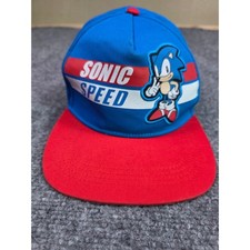 Sega Sonic the Hedgehog Snapback Hat Youth One Size Blue Red Sonic Speed Cap