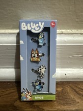 LUV HER Bluey Kids Jewelry: 4-Piece Adjustable Rings for Girls, Ring Sets with