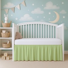 Sage Infrant Crib Bed Skirt Dust Ruffle with Split Corner, 100 Natural Cotto...