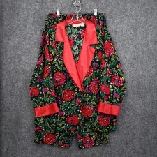 VINTAGE 90s Victorias Secret Gold Label Pajama Set Womens Large Green Floral