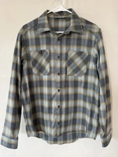 SITKA Gear Riser Blue Gray Plaid Flannel Polyester Long Sleeve Work Shirt Medium