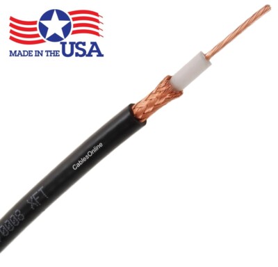 RG8X Mini-RG8 50-Ohm Bare-Copper Made-in-The-USA Bulk Coax Cable