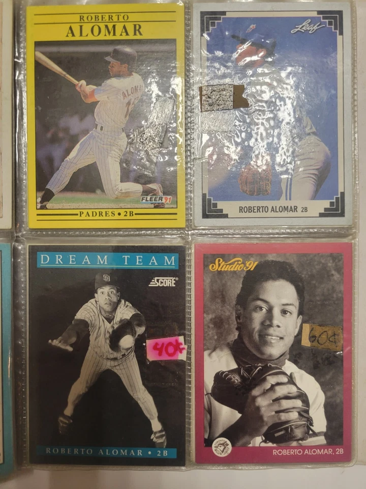 Roberto Alomar Lot 40+ Baseball Cards Book Vintage Fleer Topps Hostess Studio  - Image 3 of 4
