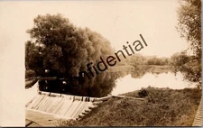 Real Photo Dam & Water Falls At  West Winfield Adirondacks NY RP RPPC R7